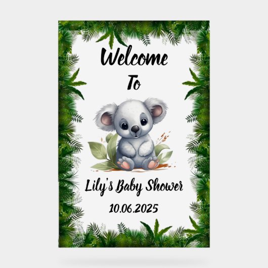Koala acryl Baby shower teken Acryl Bord (Voorkant)