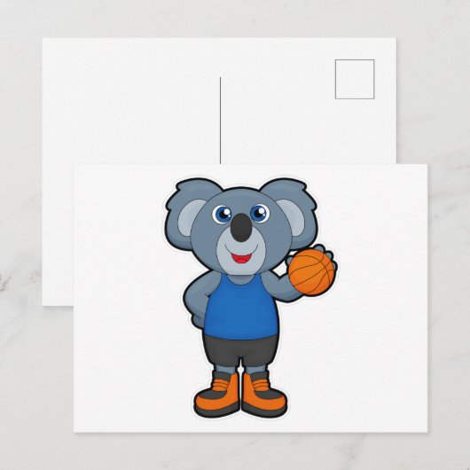 Koala als basketballer met basketbal briefkaart (Voorkant / Achterkant)