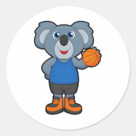 Koala als Basketballspeler met Basketball Ronde Sticker