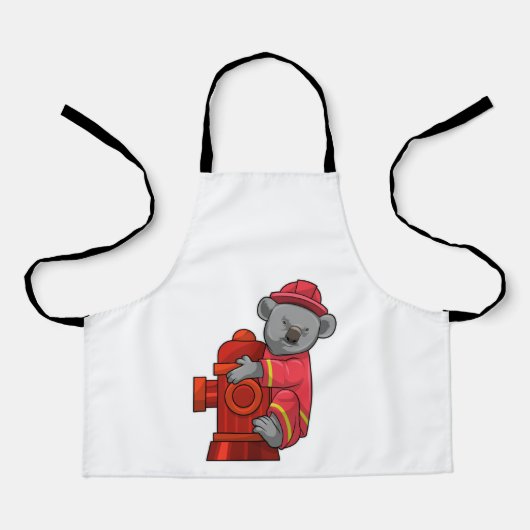 Koala als brandweerman met brandkraan schort (Voorkant)
