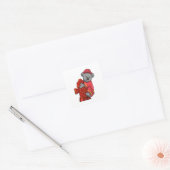 Koala als brandweerman met brandkraan vierkante sticker (Envelop)