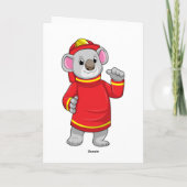 Koala als brandweerman met helm kaart (Achterkant)