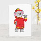 Koala als brandweerman met helm kaart (Gele Bloem)