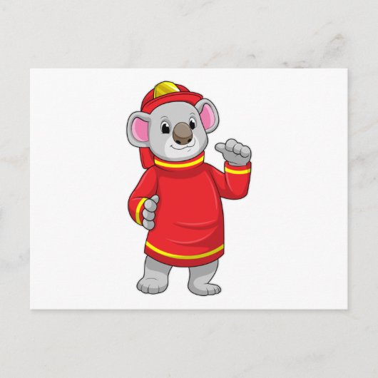 Koala als brandweerman met Helmet Briefkaart (Voorkant)