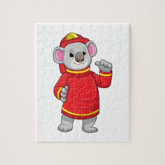 Koala als brandweerman met Helmet Legpuzzel (Verticaal)