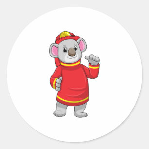 Koala als brandweerman met Helmet Ronde Sticker