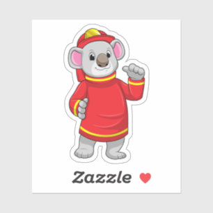 Koala als brandweerman met Helmet Sticker