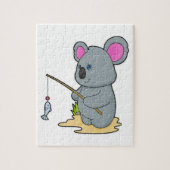 Koala als Fisher met Geviste staaf en vis Legpuzzel (Verticaal)