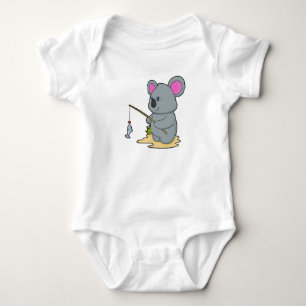 Koala als Fisher met Geviste staaf en vis Romper