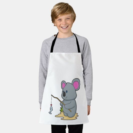 Koala als Fisher met Geviste staaf en vis Schort (Gedragen)