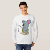 Koala als Fisher met Geviste staaf en vis T-shirt (Voorkant volledig)