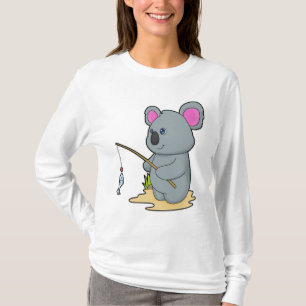 Koala als Fisher met Geviste staaf en vis T-shirt