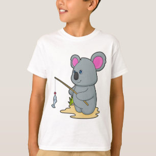 Koala als Fisher met Geviste staaf en vis T-shirt