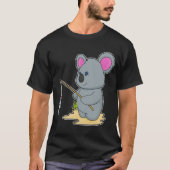 Koala als Fisher met Geviste staaf en vis T-shirt (Voorkant)