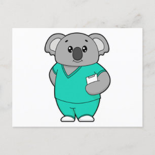 Koala als verpleegster met Notitieblok Briefkaart
