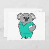 Koala als verpleegster met Notitieblok Briefkaart (Voorkant / Achterkant)