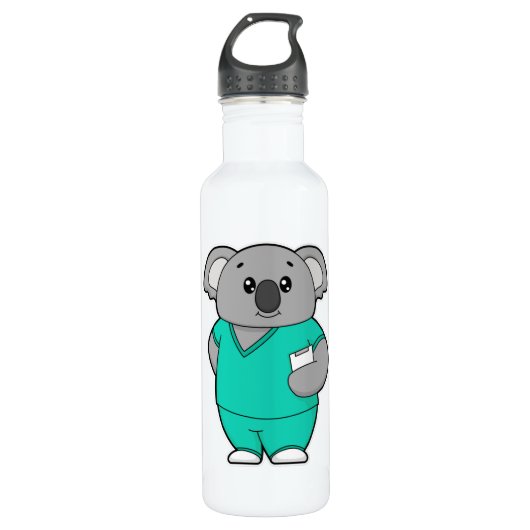 Koala als verpleegster met Notitieblok Waterfles (Voorkant)