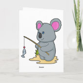 Koala als visser met hengel en vis kaart (Achterkant)