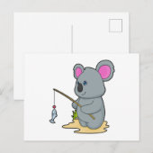 Koala als visser met hengel & vis briefkaart (Voorkant / Achterkant)