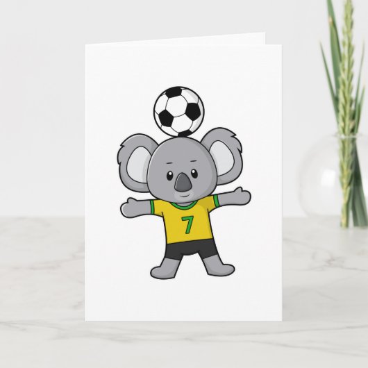 Koala als voetballer met Voetbal Kaart (Voorkant)