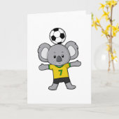 Koala als voetballer met Voetbal Kaart (Gele Bloem)