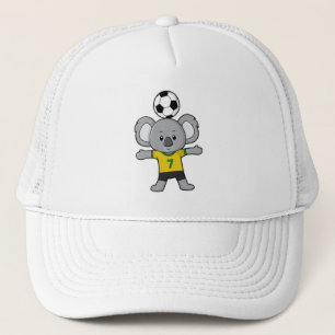 Koala als voetballer met Voetbal Trucker Pet