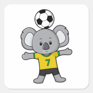 Koala als voetballer met Voetbal Vierkante Sticker