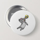 Koala als volleybalspeler met volleybal ronde button 7,6 cm (Voorkant /achterkant)