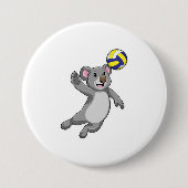 Koala als volleybalspeler met volleybal ronde button 7,6 cm (Voorkant)