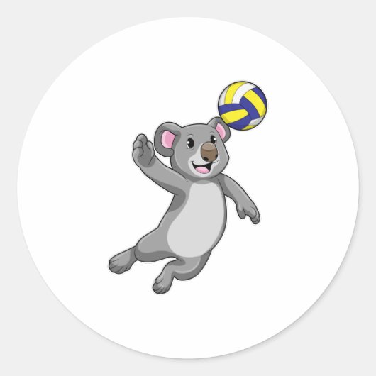 Koala als volleybalspeler met volleybal ronde sticker (Voorkant)