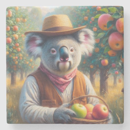 Koala appelboomgaard stenen onderzetter (Voorkant)