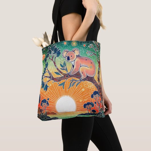 Koala Australian Outback Folk Art Natuur Wildlife Tote Bag (Dichtbij)