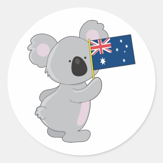 Koala Australische vlag Ronde Sticker (Voorkant)
