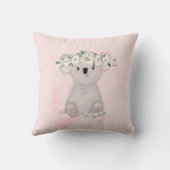 Koala Baby Animal Cute Pink Floral Nursery Kussen (Achterkant)