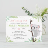 Koala Baby Girl Baby shower Uitnodiging (Staand voorkant)
