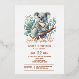 Koala-Baby shower Folie Uitnodiging