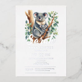 Koala-Baby shower Folie Uitnodiging