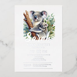 Koala-Baby shower Folie Uitnodiging