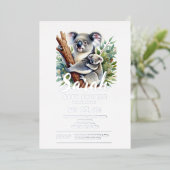 Koala-Baby shower Folie Uitnodiging (Staand Voorkant)