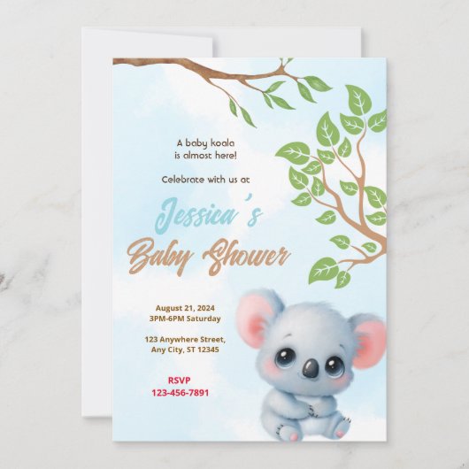 Koala-Baby shower Kaart (Voorkant)