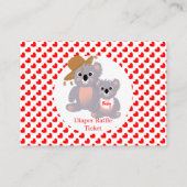 Koala Baby shower Schattige Luier Raffle Ticket Informatiekaartje (Achterkant)
