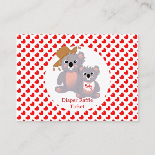 Koala Baby shower Schattige Luier Raffle Ticket Informatiekaartje (Achterkant)