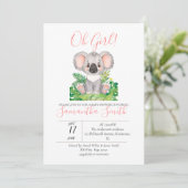 Koala baby shower Uitnodiging (Staand voorkant)
