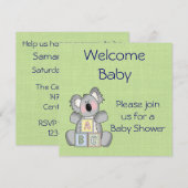Koala Baby shower Uitnodiging (Voorkant / Achterkant)