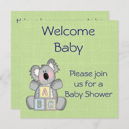 Koala Baby shower Uitnodiging (Voorkant / Achterkant)
