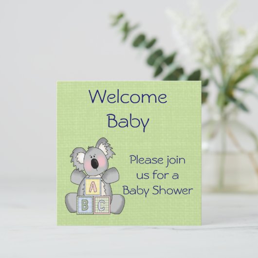 Koala Baby shower Uitnodiging (Staand voorkant)