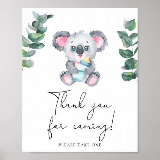 Koala babyshower - Bedankt voor uw komst  Poster (Voorkant)