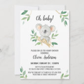 Koala babyshower uitnodiging, waterverf koala kaart (Voorkant)