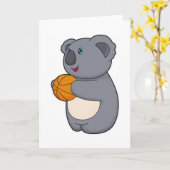 Koala Basketballspeler Basketbal Kaart (Gele Bloem)