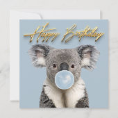 Koala Bblaast een blauw bubelgom Kaart (Voorkant)
